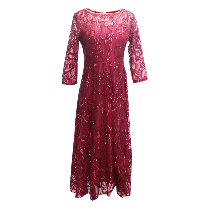 European and American French Style Big Swing Evening Dress About Jane Spring and Autumn New Big Swing Red Festive Banquet All-match Little Dress