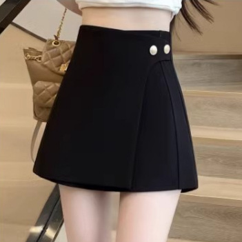 Irregular Wide-leg Suit Shorts Women's 2024 Spring New High Waist Slimming Casual Fashion All-match A- line Pants