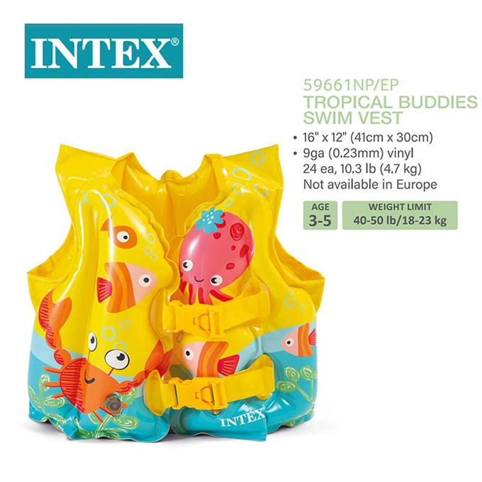 Picture of Original Genuine Intex Baby Swimming Vest Kidsren's Inflatable Swimsuit Life Jacket Three Air Bags Adjustable 59661