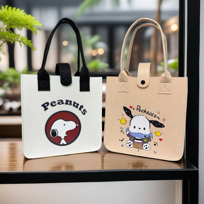 New Handbag Cute Felt Bag Going Out Handbag Cartoon Mommy Hundred Days Student Printed Shopping Bag Bag Bag