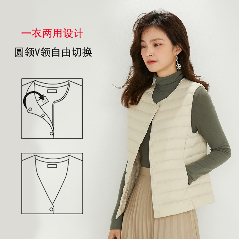 Picture of Cross-Border Tiktok New Women's Collarless down Liner Vest V Neck Lightweight Warm Jacket Vest Vest Round Neck