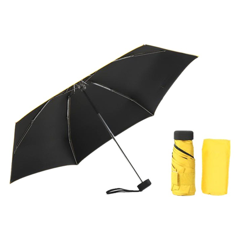 Ultra Light 50% Fold Sunny Umbrella Folding Sunshade Umbrella Advertising Mini Pocket Umbrella Creative Black Sun Umbrella Pocket Gift