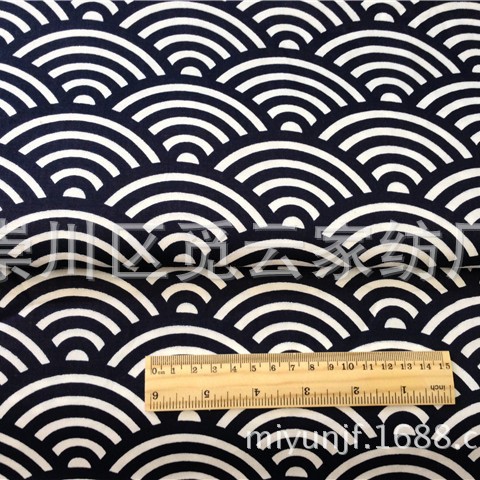 Picture of Japanese Style and Wind Xiangyun Sea Wave Qinghai Wave Cotton Twill Printing Pure Cotton Fabric Lunch Moon Cake Packaging