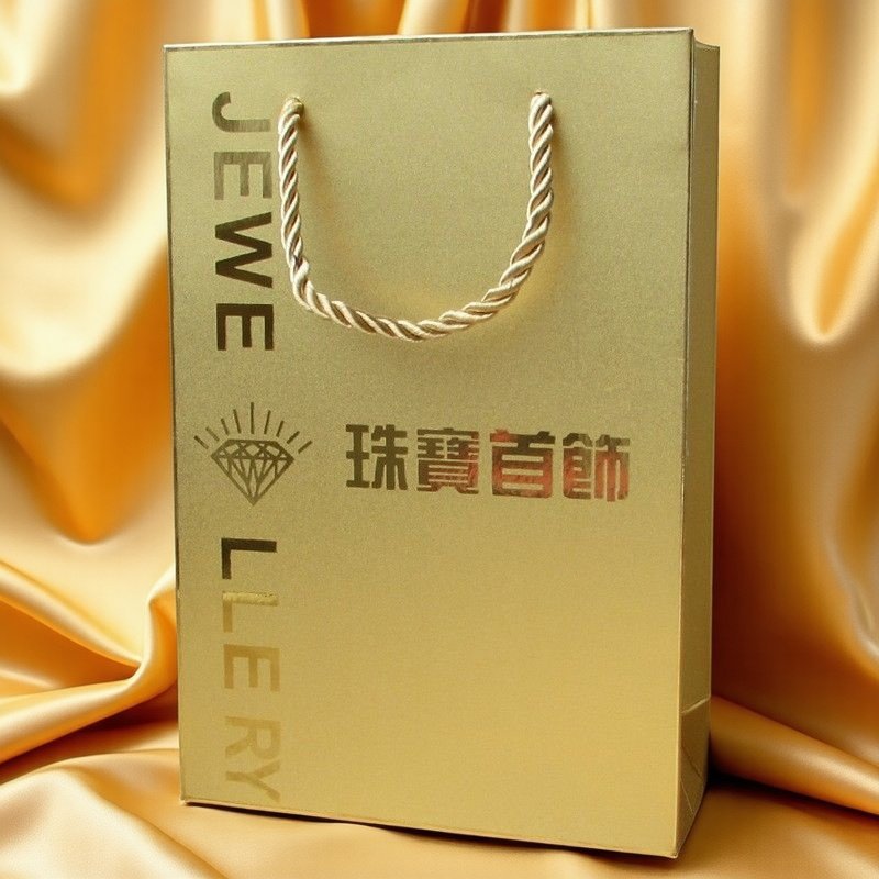 Gold Card Paper Jewelry Tote Bag, Gift Handbag, Jewelry Packaging Bag, Earring Necklace Box Storage Bag