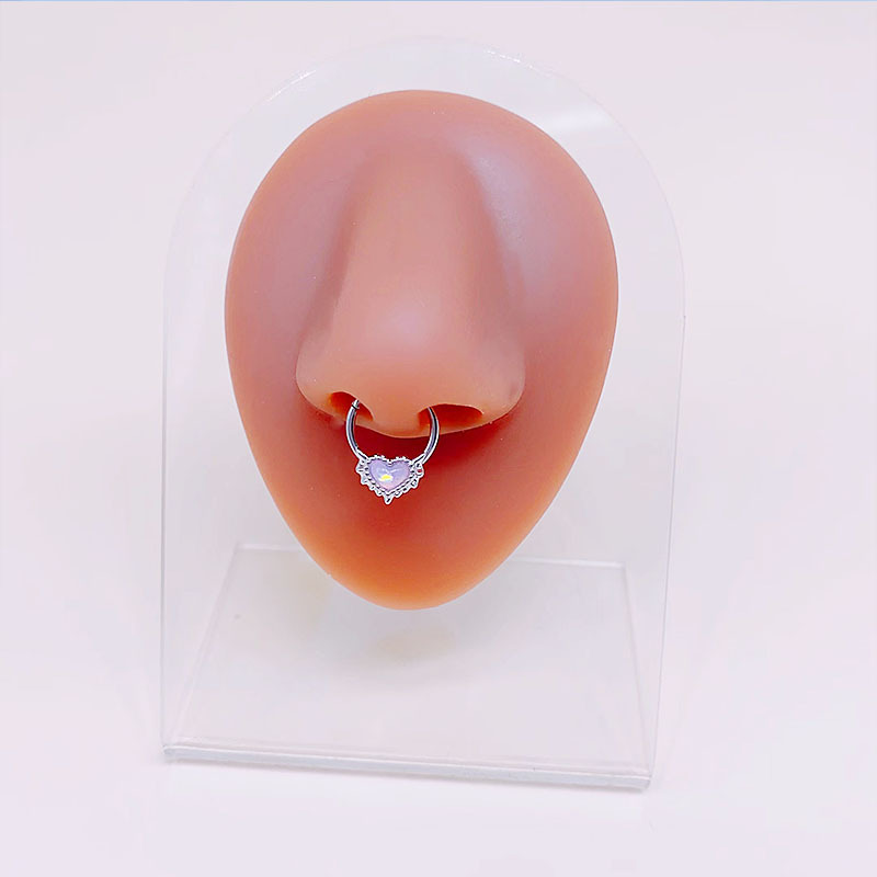 Picture of Gaibei European and American cross-border heart-shaped navel ring Opal navel ring nose clip ear studs body piercing jewelry