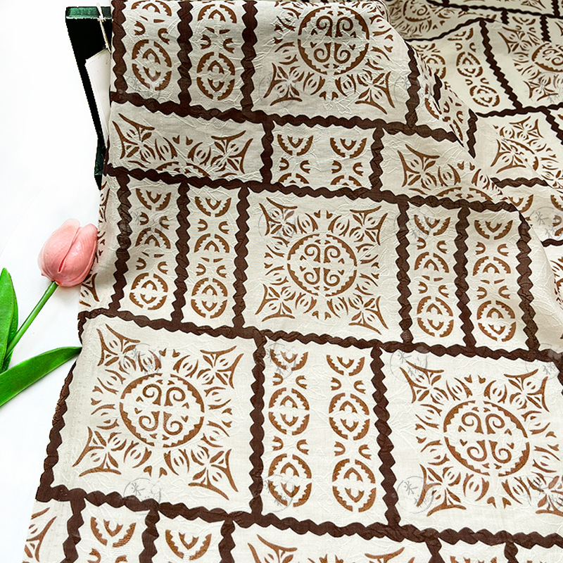 Ancient rhyme totem Tencel jacquard fabric new Chinese style Hanfu cheongsam dress fabric handmade DIY fabric
