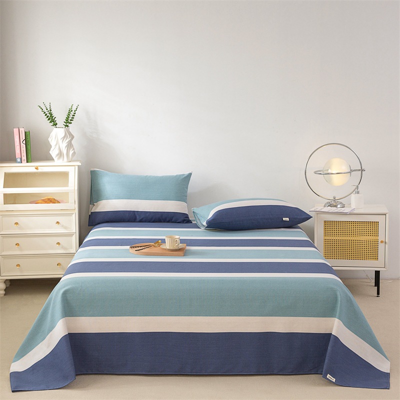 Picture of Pure Cotton Thickeneded Old Coarse Cloth Bed Sheetss 100 Cotton Maternal and Infant Grade Old Coarse Cloth Mat Bed Sheets Dormitory Single Three-Piece Set 2
