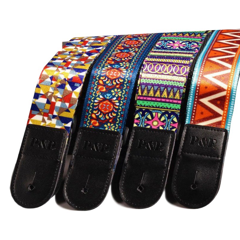 Color guitar strap heat transfer printing guitar strap electric wooden guitar universal shoulder strap ethnic style polyester woven