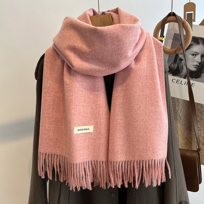 Picture of Blue Imitation Cashmere Scarf for Women 2025 New Winter K-Style Thickeneded Light Blue Scarf Versatile Dual-Use Shawl