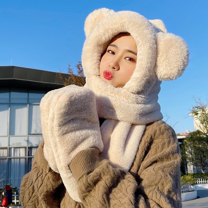 Picture of Autumn and winter classic hat scarf gloves three-piece set warm fleece-lined thickened all-match women's scarf suit wholesale