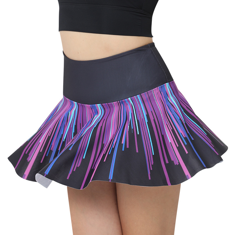 Picture of Printed badminton tennis skirt outdoor running fitness yoga skirt 360 degree round pleated short sports skirt