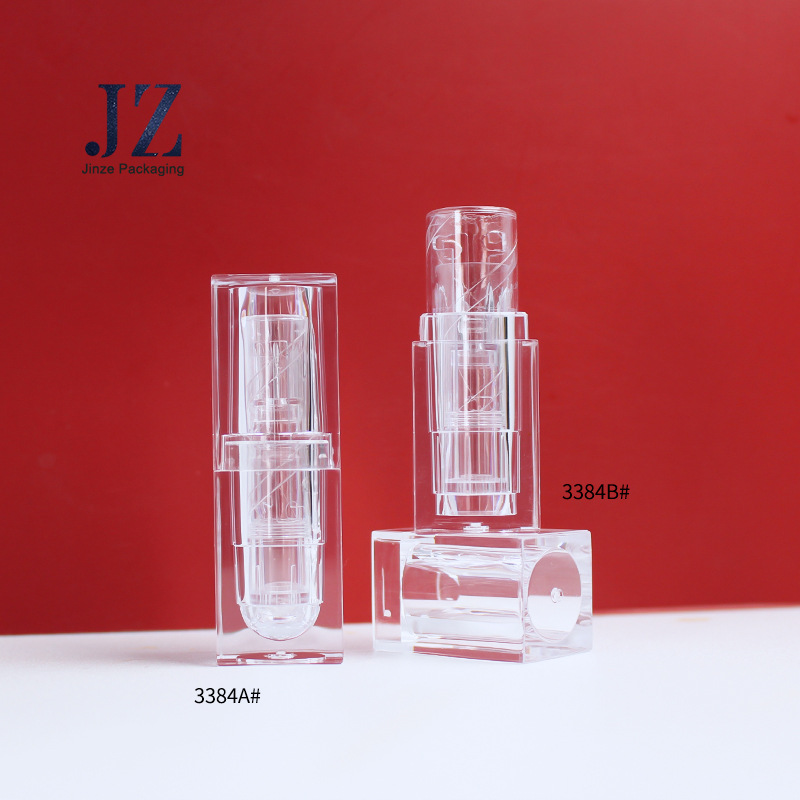 Jinze crystal transparent square lipstick tube children's lipstick empty tube packing material two kinds of bottom