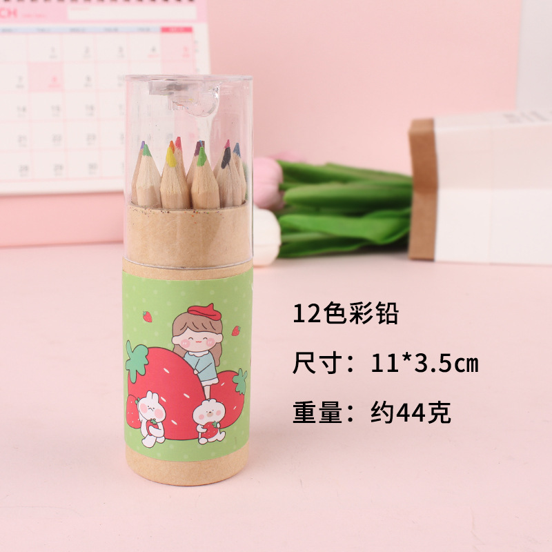 Picture of 12-Color Barreled Colored Lead Kidsren's Painting Graffiti Colored Lead Primary School Students School Supplies Kindergarten Art Training Pencil