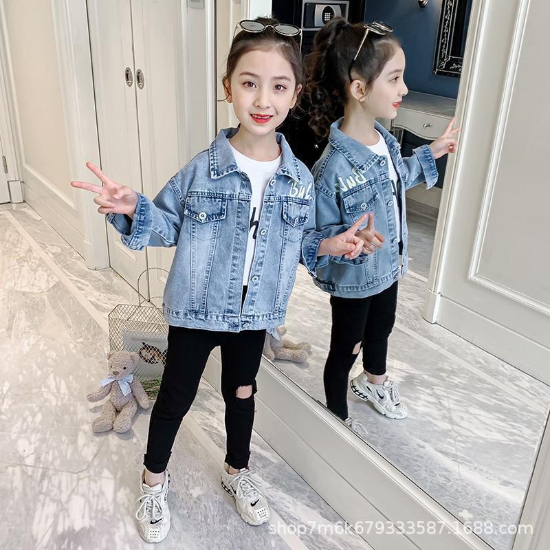 Picture of Girls' Spring Denim Jacket 2022 New Style Mid-Large Children's Spring Western Style Internet Popular Spring and Autumn Children's Top Girls' Trendy