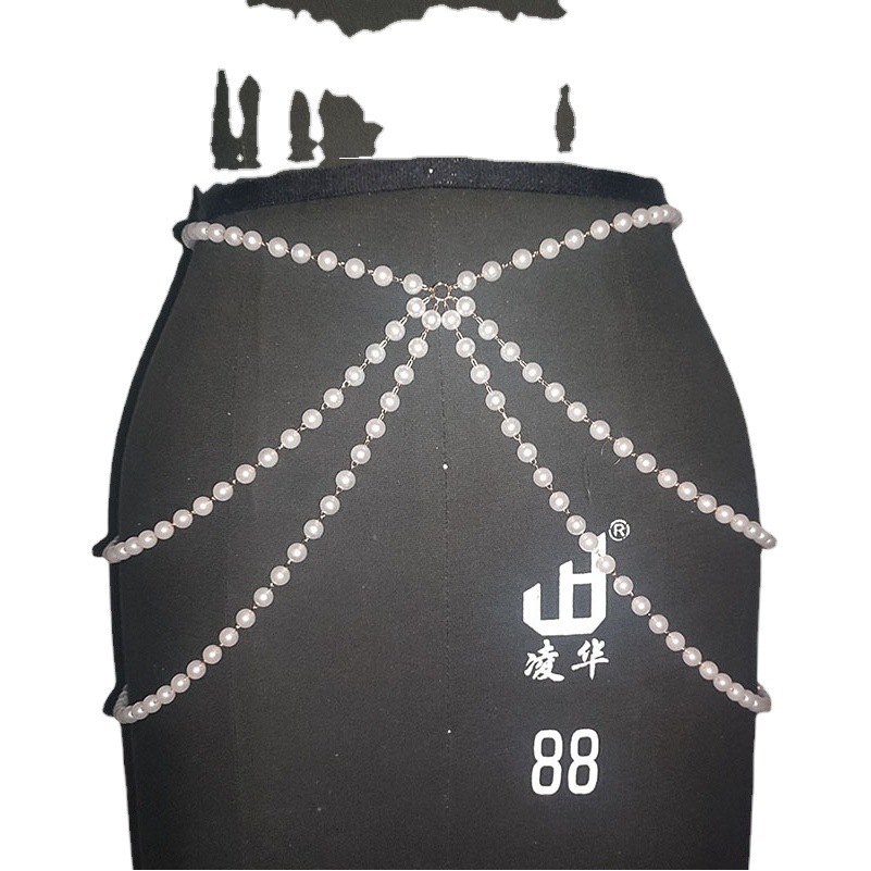 European and American ins multi-layer pearl waist chain handmade DIY waist jewelry can be matched with fun accessories accessories skl000295