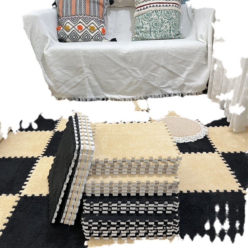 Picture of Plush room stitching carpet bedroom living room 2023 New ins style bedside blanket full floor mat cushion home