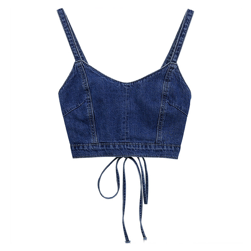 Summer Thin Chic Straps for Outer Wear, Slim Fit and Versatile Short Denim Vest for Women