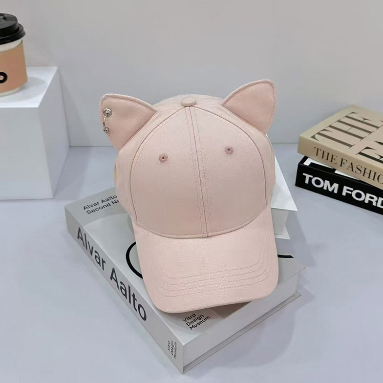 Picture of Cute Metal Buckle Cat Ear Hat Baseball Cap Women's Pointed Ear Spring Summer and Autumn Distinctive Cap Women's Korean-style All-match