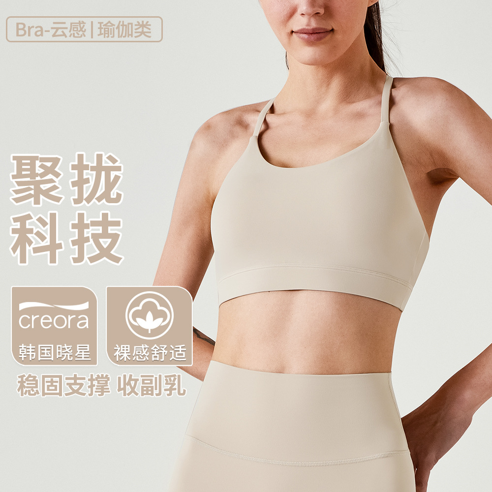 High-strength Yoga Top Shock-proof Gather-up Summer New Yoga Clothes Hanging Neck Triangle Beauty Back Bra Sports Underwear