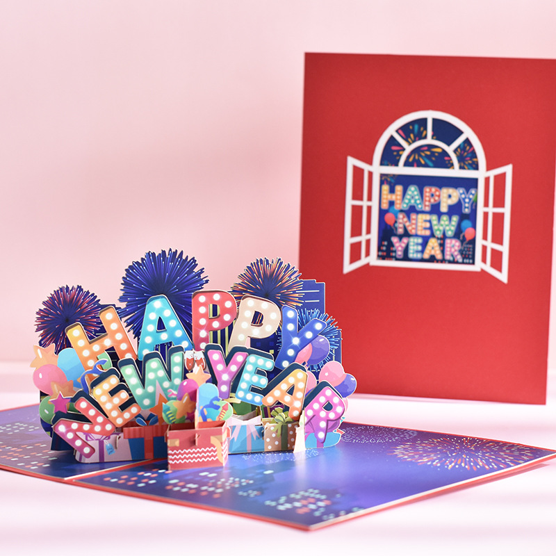 Picture of New Creative Amazon Cross-Border 3D Greeting Card Holiday Greetings Handmade Card Color Printed Christmas Lettering
