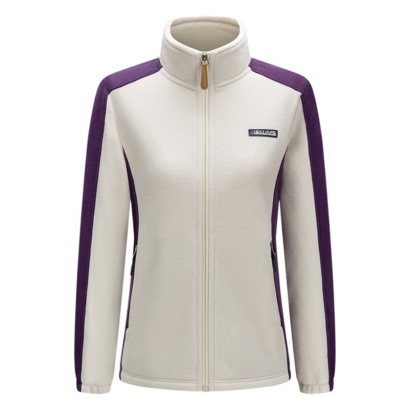 Polar fleece jacket women's autumn and winter double-sided fleece jacket warm windproof outdoor jacket liner stand collar jacket