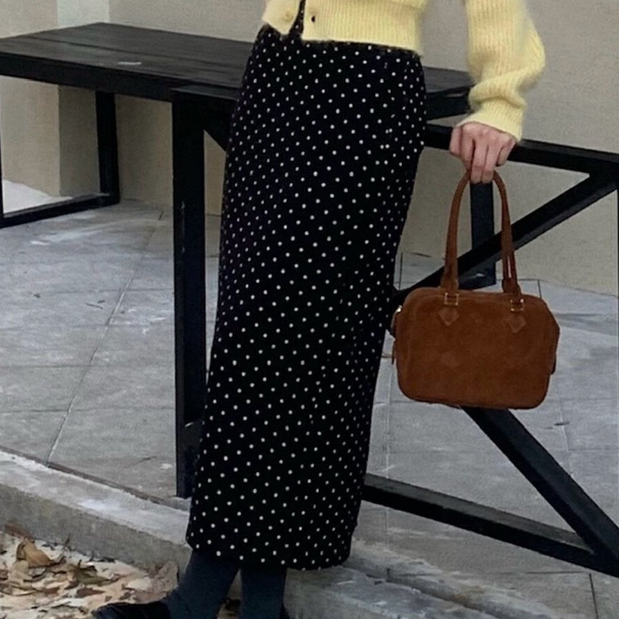 French-style Hong Kong-style High Waist Wave Dot Skirt Women's 2024 Summer New Korean Style Small Pear-shaped Mid-length Skirt