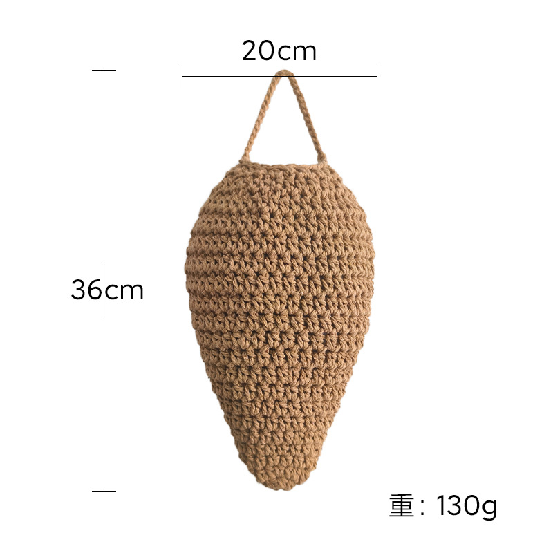 Picture of Bohemian hanging basket net pocket Nordic hand-woven cotton rope wall-mounted net pocket crochet storage hanging bag strawberry pocket