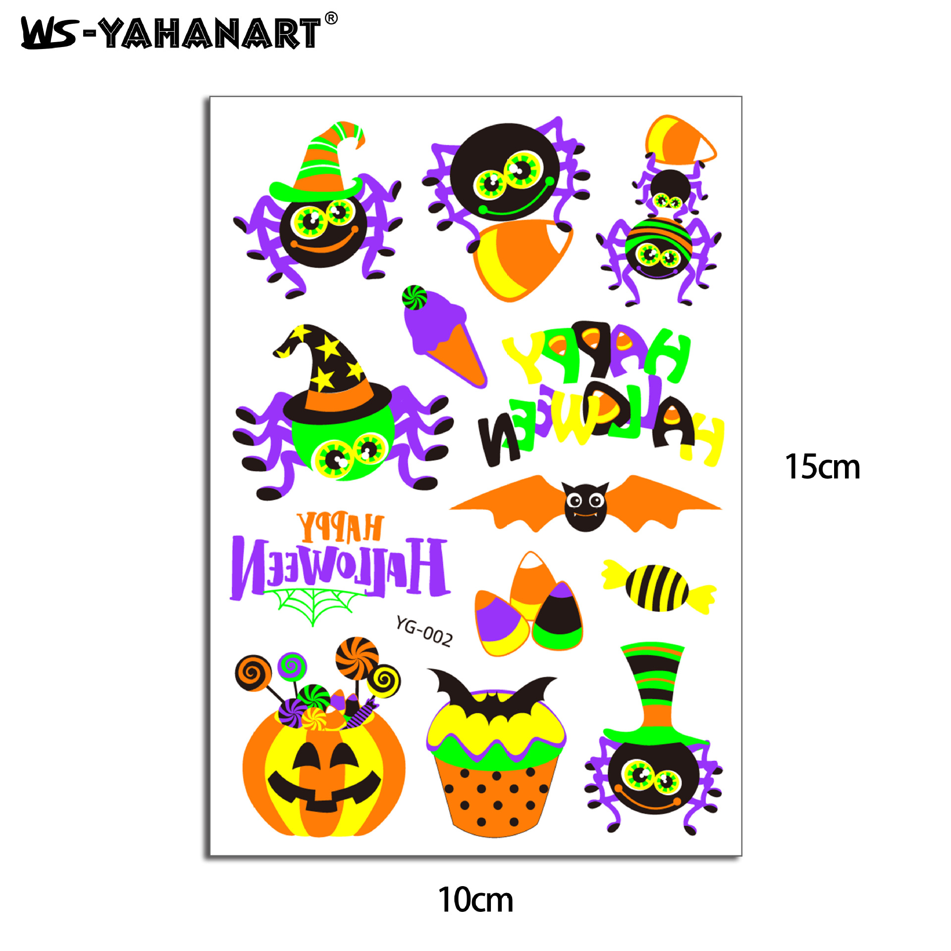 Picture of New Halloween Ghost Festival Fluorescent Cartoon Tattoo Sticker Environmentally Friendly Face Glowing Pumpkin Children's Tattoo Sticker