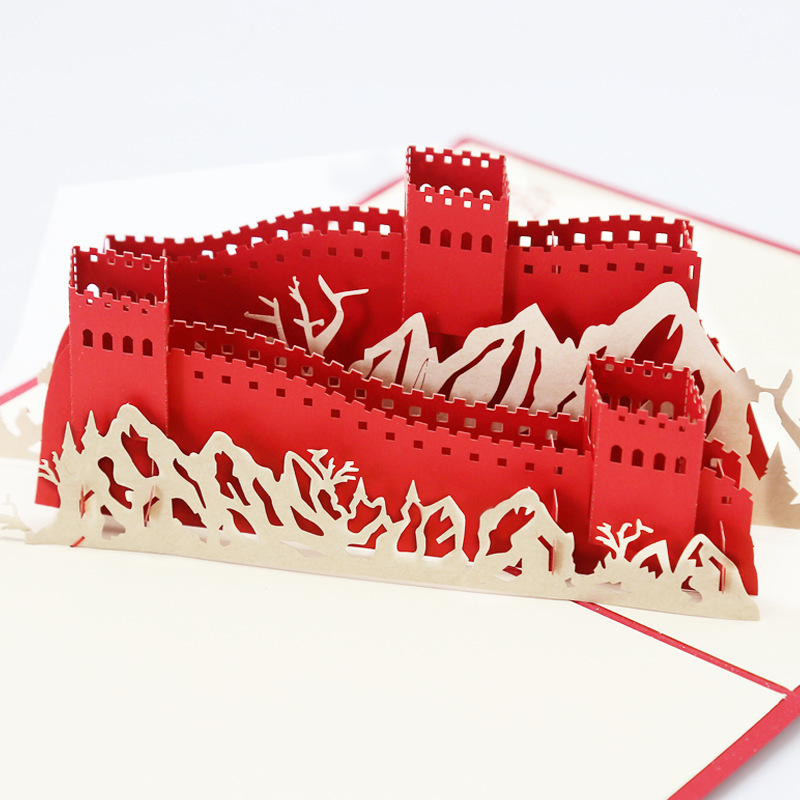 Picture of Creative National Day Wanli 3D three-dimensional greeting card patriotic Three-dimensional paper invitation travel greeting card wholesale