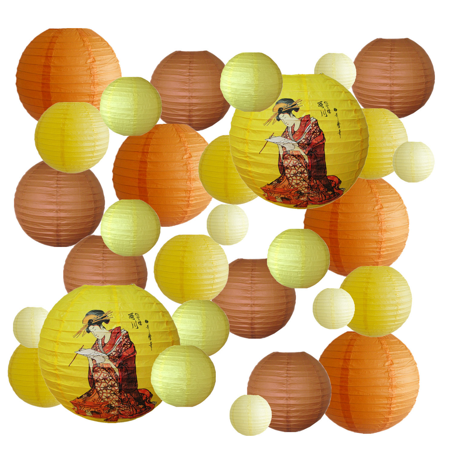 Picture of Spring, Summer, Autumn and Winter Colorfulful Paper Lanterns Round Foldableable Paper Art Combination Set Hanging Lanterns