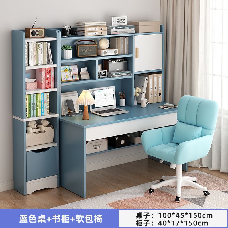 Picture of Student home study desk, children's desk, bookshelf combination table and chair set, simple bedroom, children's writing desk
