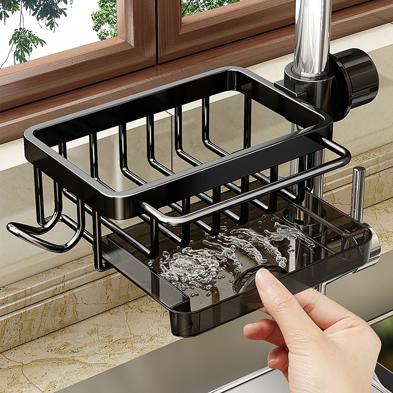 Kitchen Faucet Rack, Dishwashing Sink, Sink Supplies, Household Drain Basket, Multi-Functional Rag Storage Rack