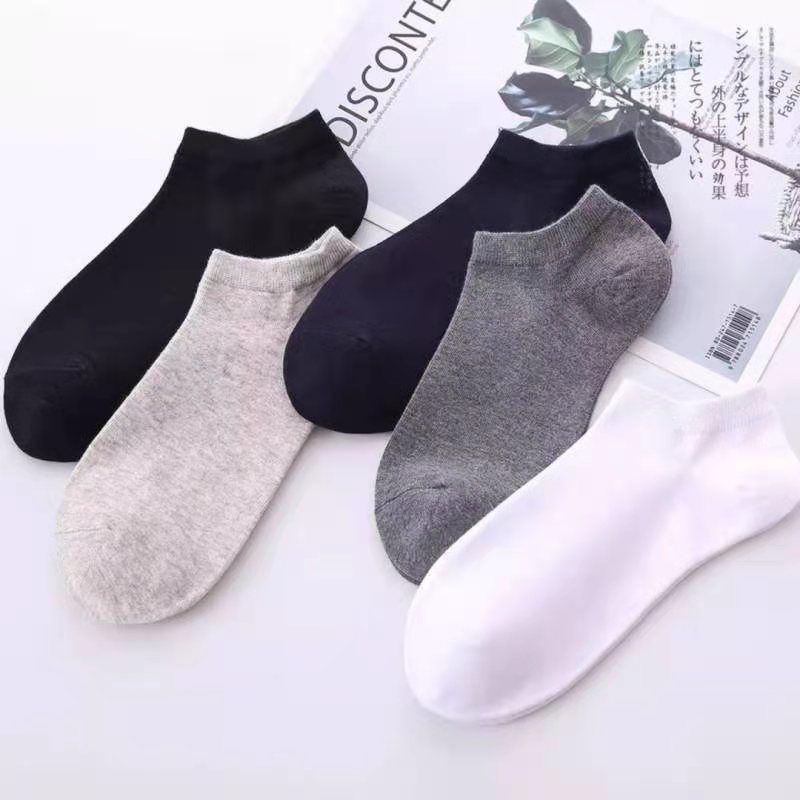 Picture of Summer socks thin breathable sweat-absorbent deodorant black and white gray solid color simple four seasons universal men's short boat socks women