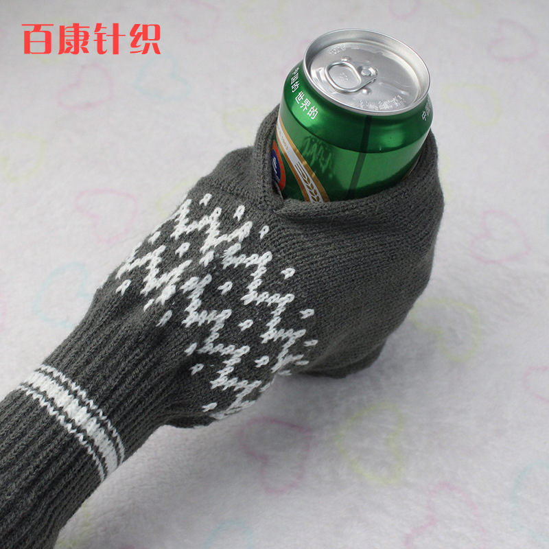 Factory Direct Sales Knitted Beer Gloves Stripesd Warm Beer Bottle Cover Wine Bottle Cover Drinking Gloves Drink m