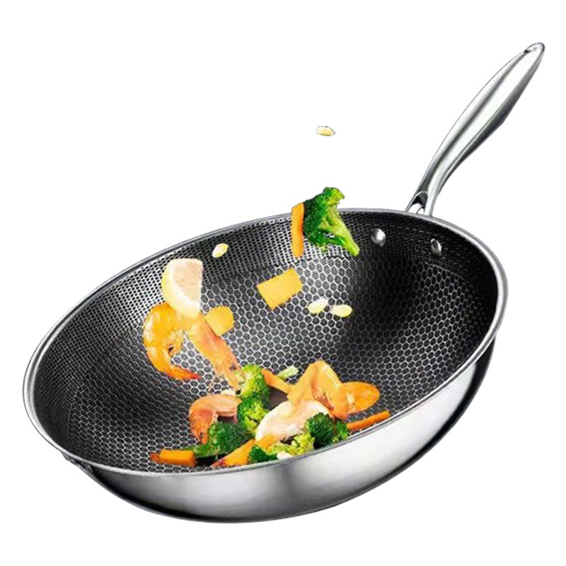 316 stainless steel wok wok uncoated household non-stick pan universal cookware for induction cooker gas stove