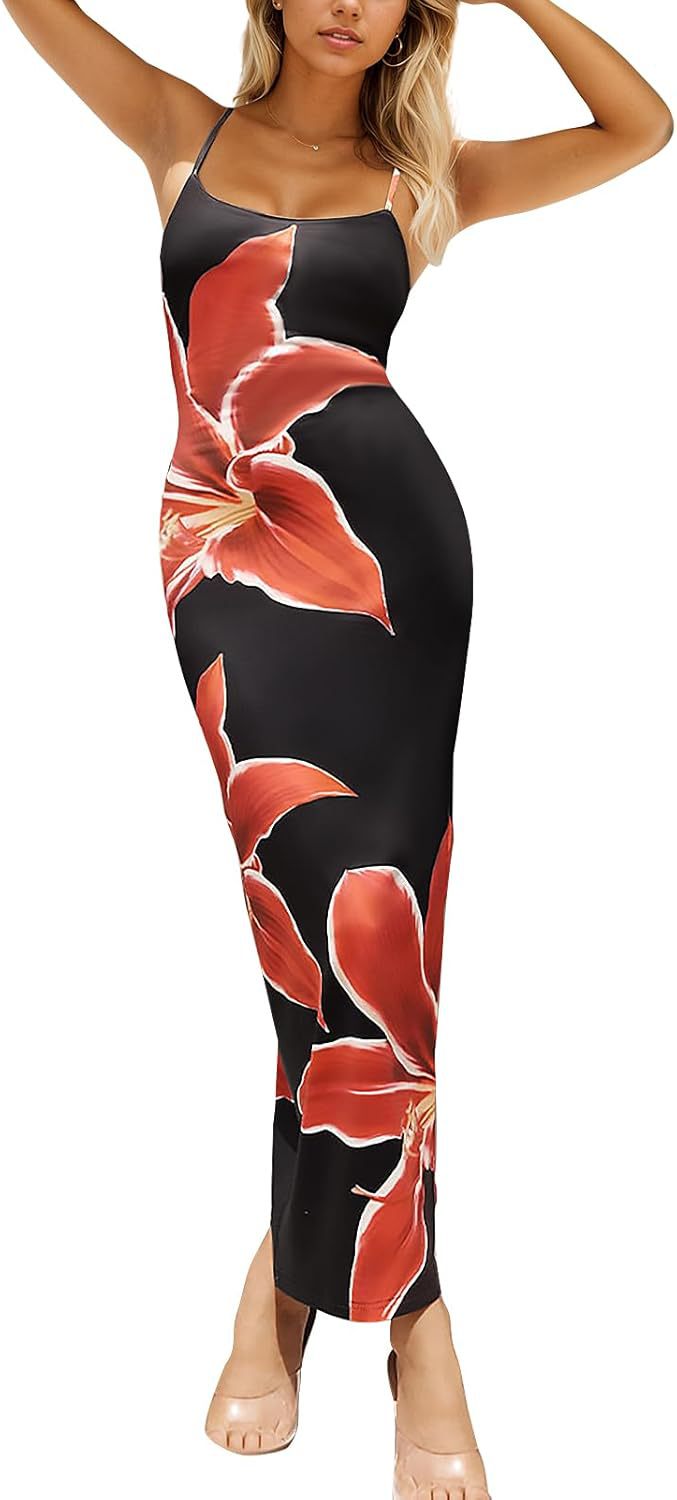 Picture of Autumn 2025 New Elegant Temperament Tight Low-cut Contrast Color Rose Print Design One Step Sling dress