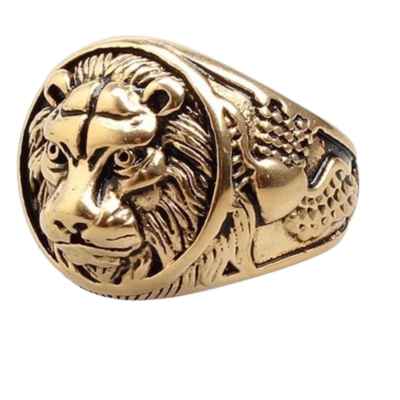 Foreign Trade Retro Punk Jewelry Wholesale Domineering Lion Head Ring Style Lion Ring
