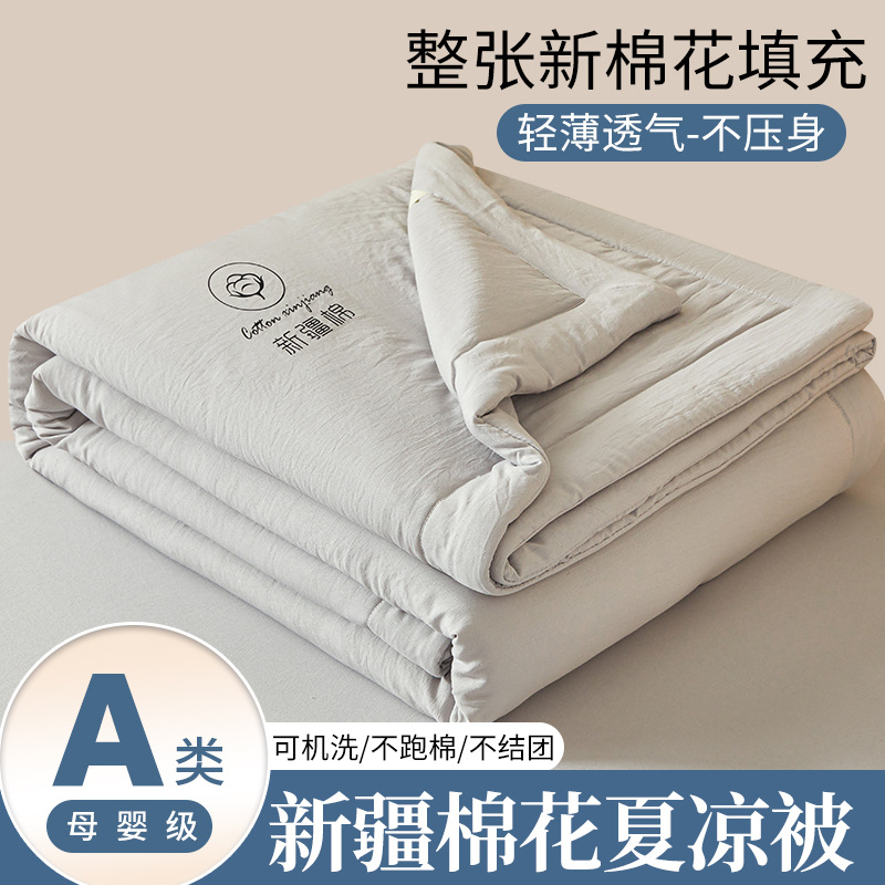 Picture of Xinjiang Pure Cotton Summer Cool Quilt Summer Air-Conditioned Quilt Double Thin Quilt Dormitory Single Student Machine Washable Quilt Core