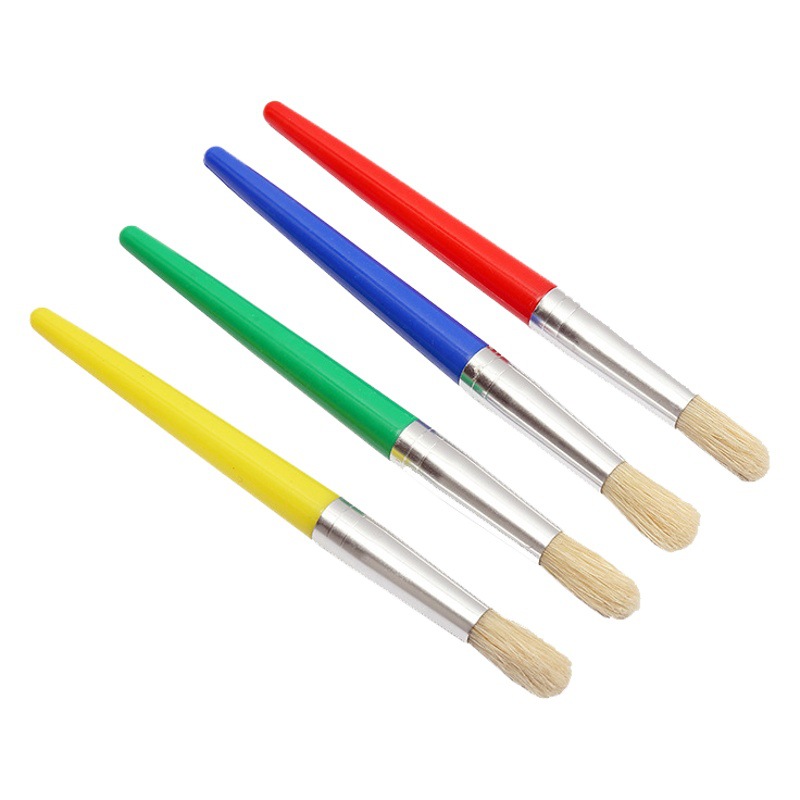 Bo Yi Xuan cross-border pig hair candy color thick rod 4 Pack graffiti painting wholesale children's diy nylon round head brush