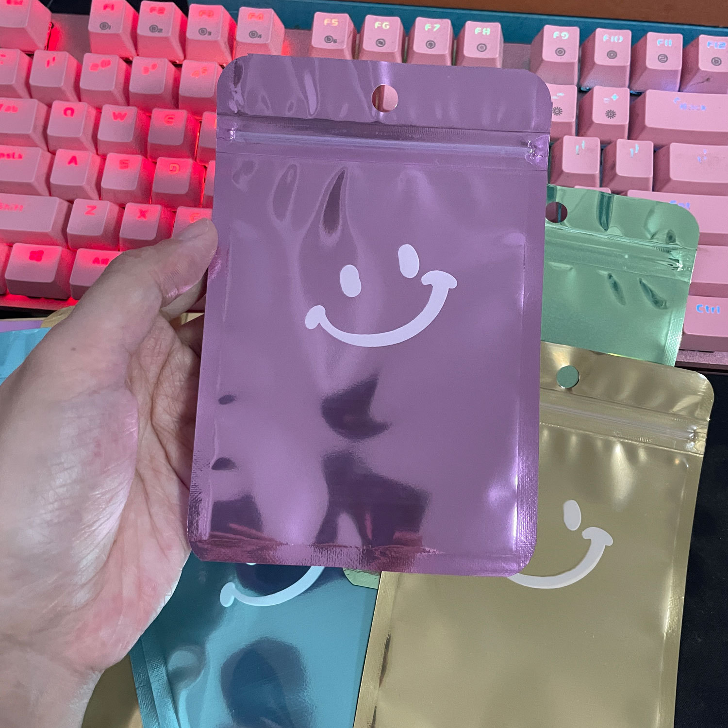 Cute Cartoon Ziplock Bag with Smiley Face Pattern Inside Printing Packaging Bag Aluminum Foil Bag Jewelry Jewelry Necklace Sealed Bag