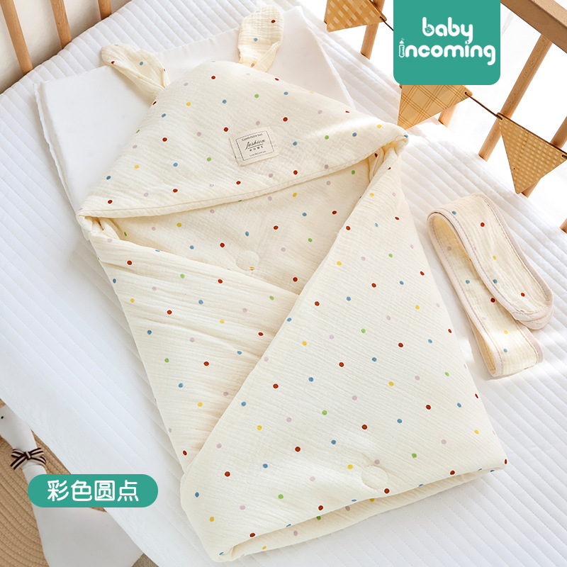 Picture of Baby hugging quilt big rabbit ears newborn bag swaddling baby delivery room small quilt available in four seasons