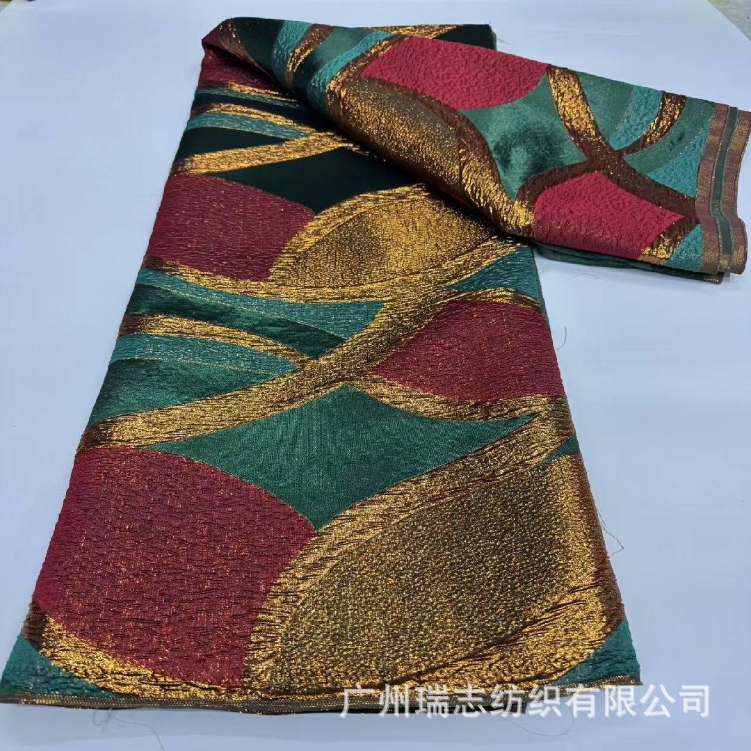 European and American irregular gold wire strips yarn-dyed jacquard fabric trench coat dress cheongsam dress fabric brocade