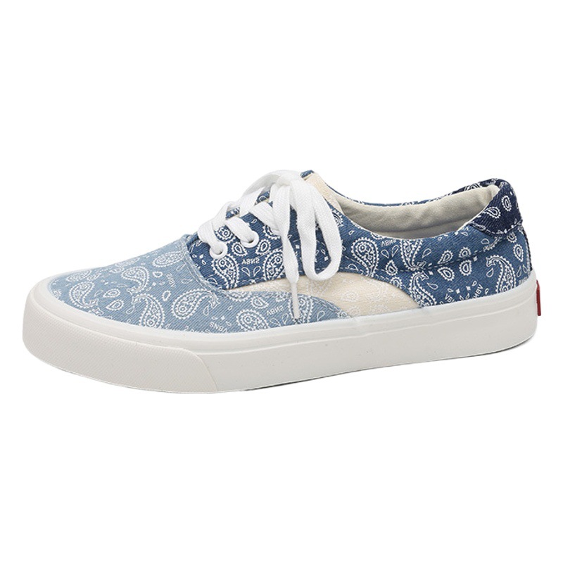 Couple Sneakers Men's 2025 Spring New Printed Splicing Canvas Shoes Men's Versatile Low-Top Casual Shoes Men's Shoes Wholesale