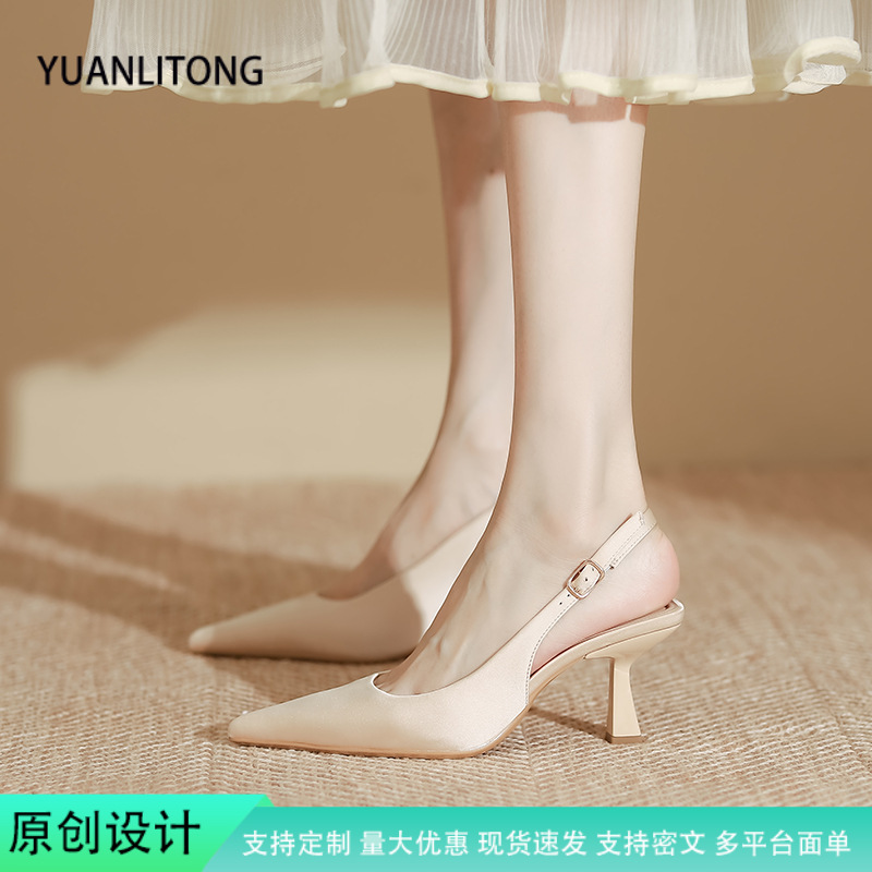 High Heels Women's French Non-Tiring Flats 2025 Spring Women's Sandals Women's Fashion Huizhou Women's Shoes 2024 Spring and Summer
