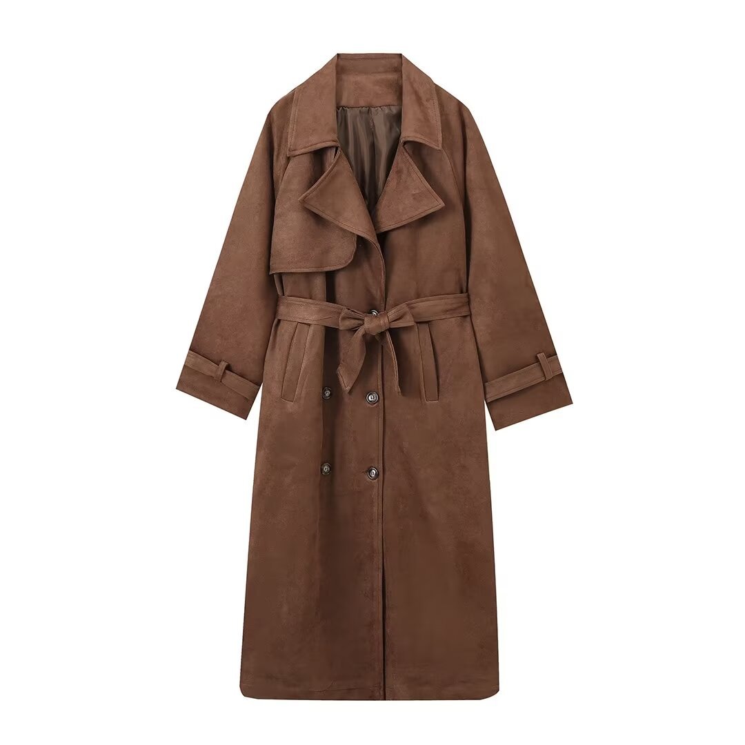 Picture of European and American style cross-border AliExpress 2024 autumn foreign trade women's ZR double button lapel long jacket windbreaker coat