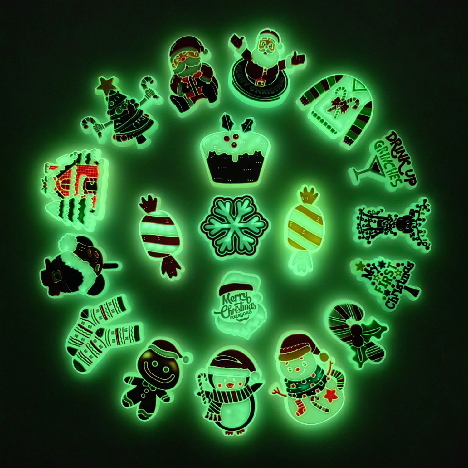 19 suit luminous Christmas cartoon hole shoes shoes flower shoe buckle soft rubber garden shoes accessories jewelry wholesale