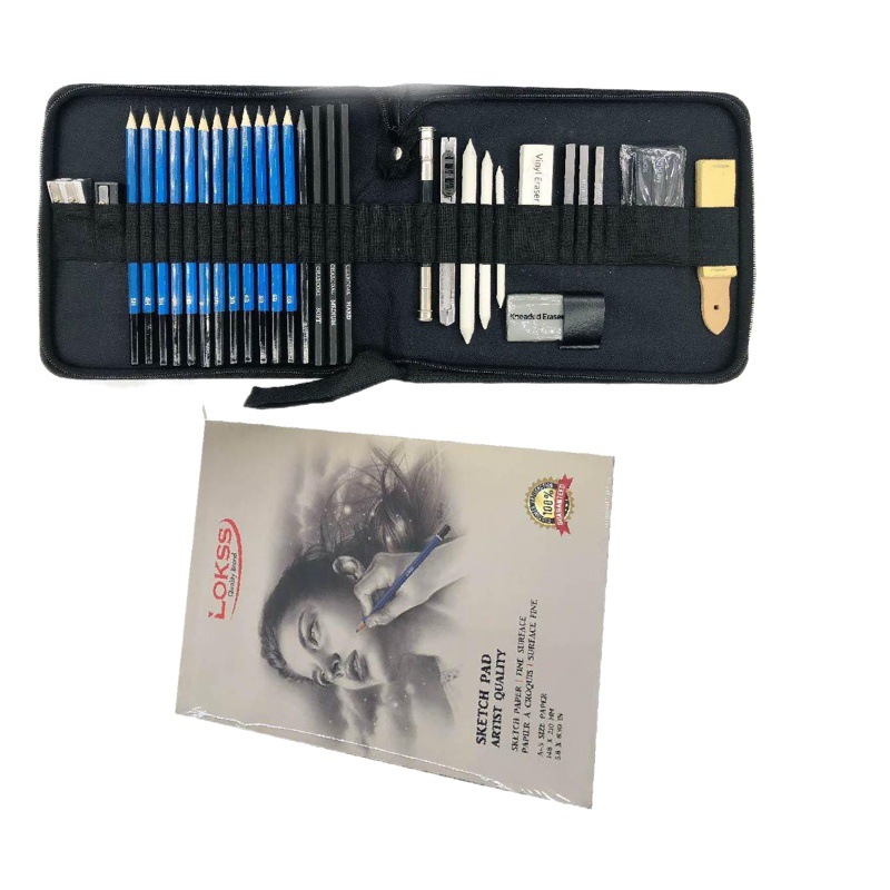Nylon Bag Zipper Bag Packaging 33 Piece Sketch Pen Set Adult Painting Pencil Eraser Sketch Set