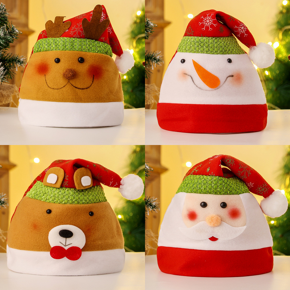 Christmas decorations gift red high-end children adult snowman old man face elk adult Christmas hat