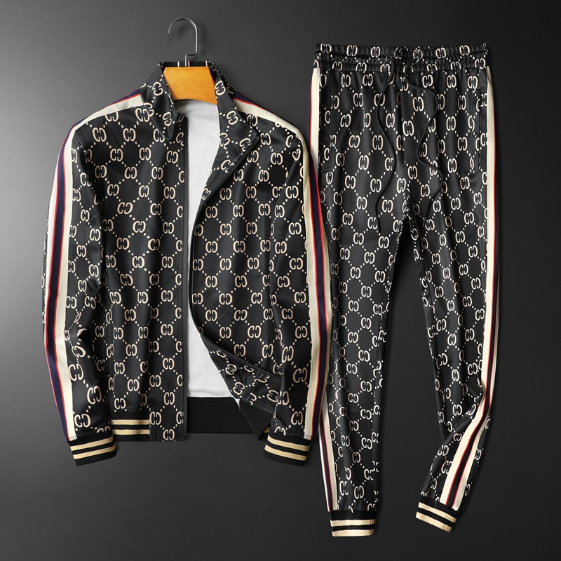 2022 Spring Fashion Men's Casual Sports Suit Letter Print Trend Cardigan Sweatshirt Two-Piece Set Sportswear