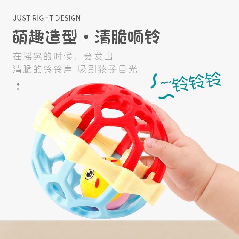 Picture of Boiled baby soft rubber ball dumbbell hand rattle toy 0-1 years old baby gripping gummy baby soothing